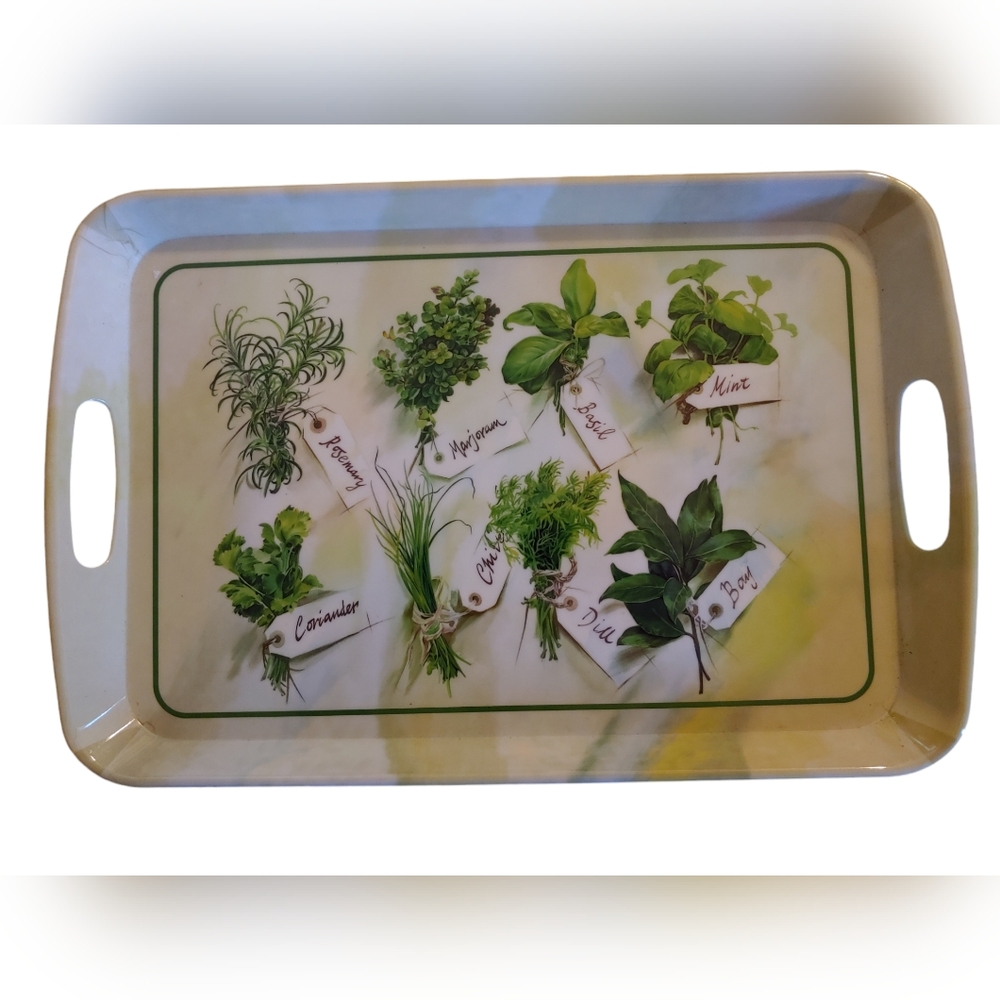 Evergreen Serving Tray Herbs 16" X 11"